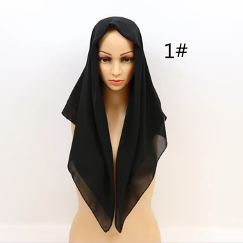 De VÂNZARE la CALD de Înaltă Calitate, de 23 de Frumos de Culoare simplu balon șal sifon populare musulmane hijab pe cap se poarta moda femei pătrat eșarfă 90X90cm