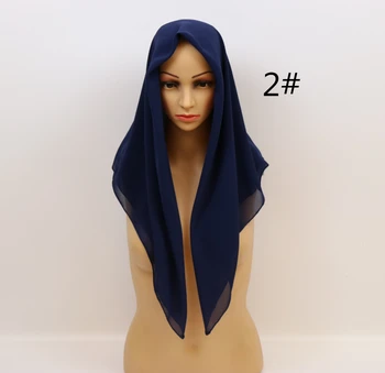 De VÂNZARE la CALD de Înaltă Calitate, de 23 de Frumos de Culoare simplu balon șal sifon populare musulmane hijab pe cap se poarta moda femei pătrat eșarfă 90X90cm