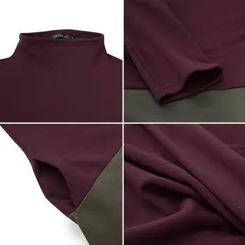 Plus Dimensiune Bluza Rochie ZANZEA Elegant pentru Femei Guler Stiching Vestidos Casual cu Maneci Lungi Split Maxi Pulovere Halat 5XL