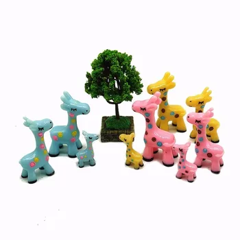 3pc Girafa Caracter de Familie Decor Miniatural Animale Figurine de Rasina de Artizanat Mini Gradina Decor Acasă Ornament DIY Accesorii