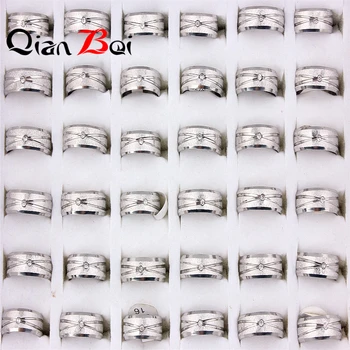 QianBei en-Gros 10buc New Sosire Argint Culoare Inel din Otel Inoxidabil pentru Femeie Om de Logodna Inele de Nunta