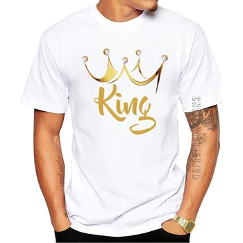 Bumbac Moda Barbati T-Shirt O De Gât Topuri Casual Coroana De Aur Regele Imprimate Vara Grafic Tricou Amuzant Tees