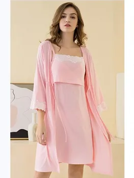 2020 Nou Bumbac Maternitate Pijamalele care Alăptează Pijamale Gravide, Pijamale Alăptează cămașă de noapte Maternitate Rochie 2 bucata Set