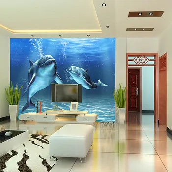 Foto personalizat de hârtie de Perete 3D Stereoscopic Marin Delfin Mare pictură Murală Dormitor, Cameră de zi cu TV Fundal Decor Tapet Non-țesute