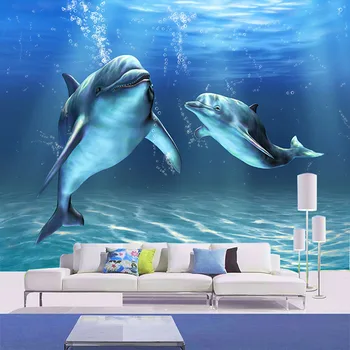 Foto personalizat de hârtie de Perete 3D Stereoscopic Marin Delfin Mare pictură Murală Dormitor, Cameră de zi cu TV Fundal Decor Tapet Non-țesute