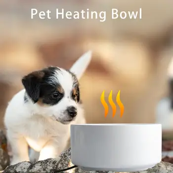 Încălzire Automată Castron Câine De Călătorie Uscată Pentru Animale De Companie Ceramice Și Placă De Încălzire Castroane Pentru Caini Si Pisici Pet Boluri În Aer Liber Cu Apă Potabilă Castron