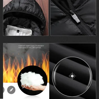 Dropship Bărbați de Iarnă Caldă USB Încălzire Jachete Paltoane Termostat Inteligent Solid cu Gluga Încălzit Parka Impermeabil în aer liber, Jachete Calde