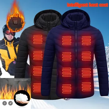 Dropship Bărbați de Iarnă Caldă USB Încălzire Jachete Paltoane Termostat Inteligent Solid cu Gluga Încălzit Parka Impermeabil în aer liber, Jachete Calde