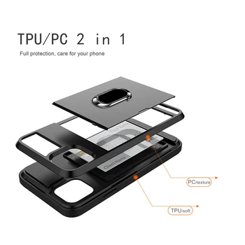 Fabulos Slide Card de Cazul în care Telefonul Pentru Huawei P20 Pro P30 lite Onoare 7X Mate 10 P Inteligente 2019 Acoperi Slot pentru Card de Suport Inel Caz