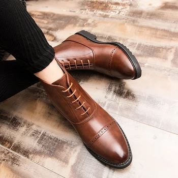 Brand Nou pentru Bărbați Cizme de Calitate din Piele Split Bărbați Ghete de Lux pentru Bărbați Pantofi Rochie Dantela-UP Pantofi de Nunta Oxford Formale Pantofi