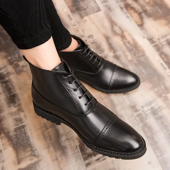 Brand Nou pentru Bărbați Cizme de Calitate din Piele Split Bărbați Ghete de Lux pentru Bărbați Pantofi Rochie Dantela-UP Pantofi de Nunta Oxford Formale Pantofi