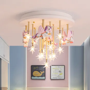 Stele Cald Pegasus Macara de Hârtie Publice, Cameră Nordic Simplu Dormitor Lumini de Creație Populară a CONDUS Camera Copiilor Montare pe Tavan Lampa