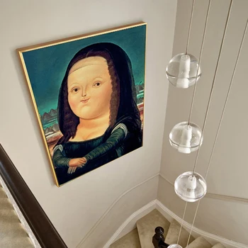 Desene animate Amuzant Mona Lisa Postere Celebre Picturi in Ulei pe Panza Drăguț Mona Lisa lui Da Vinci Arta de Perete Imaginile pentru Camera de zi