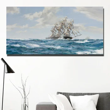 Dimensiunea 60X120CM-Barca În Mare Tablouri Canvas-Neînrămate peisaj Marin Arta de Perete Decor Acasă Panza-Cuadros Postere Picătură de Transport maritim