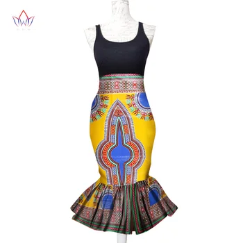 Vara Femei Haine Noi Modele Africane Haine pentru Femei din Africa de Imprimare Fuste Midi Fusta Trompeta Sirena de Imprimare Fuste WY1352