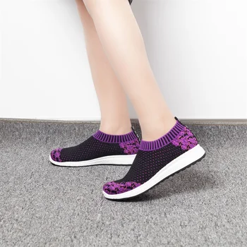 Femei Adidas Pantofi De Femeie Cu Dungi Ciorap Adidași De Primăvară Aluneca Pe Tricotate Vulcanizat Pantofi De Cauzalitate Plat Zapatillas Mujer Deportiva