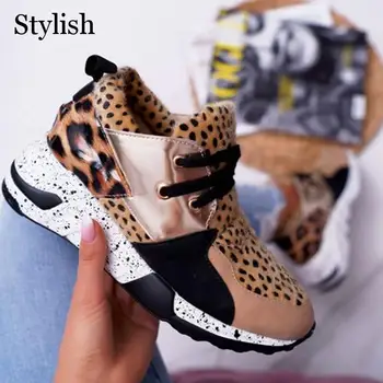 Femei Adidași Leopard Femme Pantofi de Primăvară Vulcanizat Pantofi Dantela-Up Apartamente Pantofi sport pentru Femei Plus Dimensiune Doamnelor Pantofi Sport