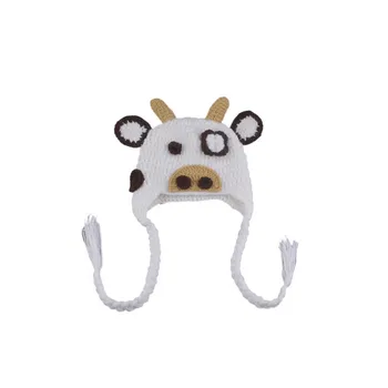 Vacă Nebună Design Nou-Născut Croșetat Tricot Costume Lucrate Manual Pentru Sugari, Scutece Fotografie De Copertă Prop Accesorii Panglica Lung Căciuli Pălărie Haine