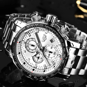 LIGE Argint Mare Cadran Ceas Barbati Sport Cuarț Ceas de Moda pentru Bărbați Ceasuri de Top de Brand de Lux Om Militare rezistent la apă, Cronograf 2020