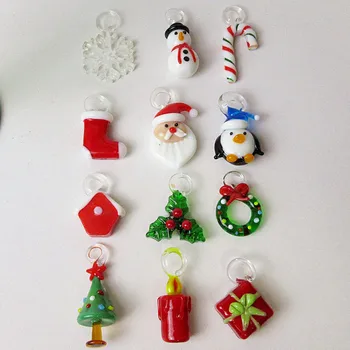 Lucrate Manual Din Sticlă De Murano Meserii Pom De Crăciun Ornamente Figurine Decor Acasă Simulare Pom De Craciun Cu 12 Pandantiv Accesorii