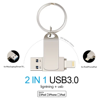 Unitate Flash USB de 128GB Pen Drive pentru iPhone X/XR/XS/ 8/7/6/iPad 64GB 32GB 256GB OTG Pendrive USB 3.0 Stick de Memorie memoria usb