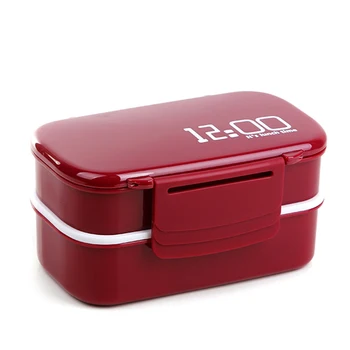 1400ml cuptor cu Microunde Strat Dublu de Prânz Cutie de Plastic Masa Bento Box Container pentru Alimente Lucrătorilor Student Lunchbox Cu Compartimente