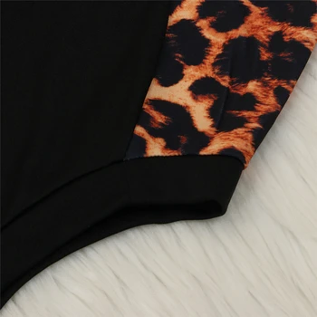 Adogirl Leopard De Imprimare Mozaic Femei Casual Două Bucata Set Trening Gât O Lanternă Maneca Crop Top Creion Pantaloni Haine De Moda