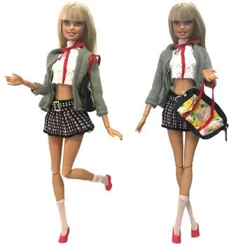 NK 3 Buc/Set Moda Uniforme Cool Haine de iarna set de Rochie Pentru Barbie Papusa de Fata cel Mai bun Cadou Papusa Accesorii 3Pcs DZ