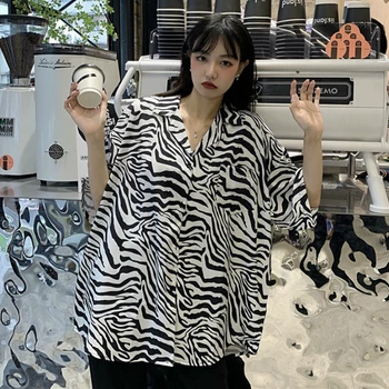 Bluze Femei Uri Chic Print Supradimensionat Harajuku Retro Jumătate maneca Femme Tricouri Simple Popular Nou Stil de Stradă Femei Bluza de Sus