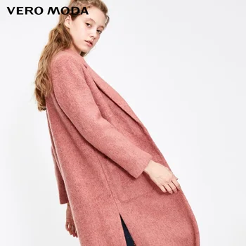 Vero Moda pentru Femei de Iarnă Mare, buzunar Lateral Buzunar Tăiat Sacou lână haină Lungă |318327559