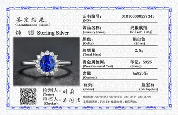 Cu Certificatul De Argint 925 Inel De Lux Oval Tăiat Laborator Inel Cu Safir Original Argint 925 De Bijuterii De Nunta Inele Cadouri Pentru Femei