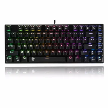 Mechanical Gaming Keyboard Brown Comutator Tactil Ușoară Clicky RGB Iluminat Rezistent la Apa de Design Compact 81 Taste Anti-Ghosting