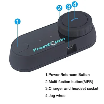 FreedConn TCOM-VB TCOMOS Wireless Bluetooth Cască Cască de Motocicletă Interfon pentru Căști 3 Piloti Wireless Comunicador Fata Complet