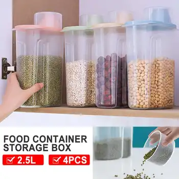 6.88x8.46 Inch 4 Buc De Plastic Etanș Container Pentru Alimente Cutie De Depozitare Cereale De Orez De Fasole 2.5 L Capacitate Mare Cu Gura Largă Design