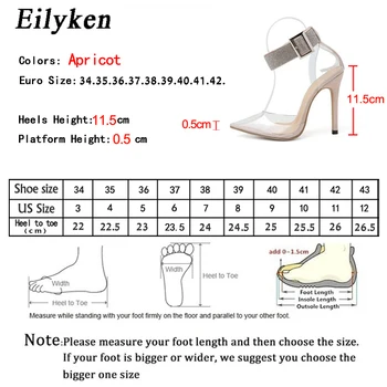 Eilyken 2021 Nou Tocuri inalte PVC Transparent Femei Pompe de Sandale de Curea Glezna Subliniat Toe Tocuri Femei Pantofi Pompe