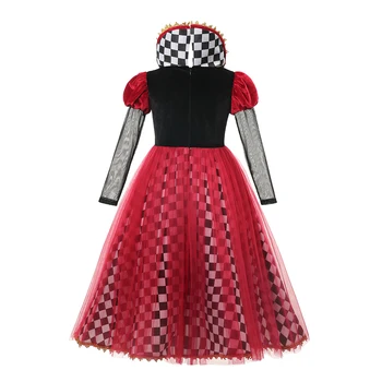 Copii Printesa Red Queen of Hearts Rochie Alice Costum Cosplay Printesa Costume de Halloween pentru Fete de Craciun Regina Roșie