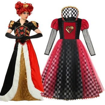 Copii Printesa Red Queen of Hearts Rochie Alice Costum Cosplay Printesa Costume de Halloween pentru Fete de Craciun Regina Roșie