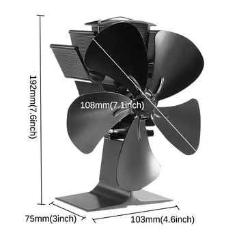 2020 Upgrade 5 Blade Negru Șemineu Căldură Alimentat Aragaz Fan Log Arzător De Lemn Eco-Friendly Ventilator Silentios Eficient De Distribuție A Căldurii