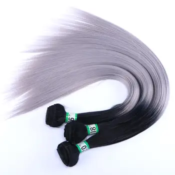 70 grame/buc Drepte țese păr ombre hair extension temperatură înaltă, păr sintetic pachete pentru femei