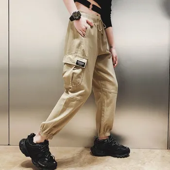 Streetwear Casual Pantaloni Harem pentru Femei Talie Mare Harajuku punk Negru Roz Pantaloni sex Feminin 2020 liber joggeri Femei Pantaloni de marfă