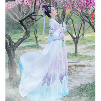 Femeie Chineză Tradițională, Costume De Dans Elegant Fairy Performanță Hanfu Broderii Orientale Tang Vechi Fotografie Rochie