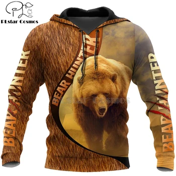 PLstar Cosmos Ursul de Vânătoare 3D Imprimate Hanorace/Hanorac/Hanorace cu Fermoar Bărbați Femei urs mare și negru Bow Hunter Streetwear 03