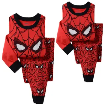 Nou-născuți Sugari Copii Baby Boy Baby Girl Haine Spider man cu Maneci Lungi de Sus tricou+Pantaloni Costum de Pijama, Pijamale, îmbrăcăminte de noapte Set