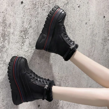 2020 Iarna Femeie de Pluș Pantofi de Lux, Designeri de Platforma Femei Talpă Groasă 7cm Mare Captusit Cizme de Moda Glezna Cizme Confortabile