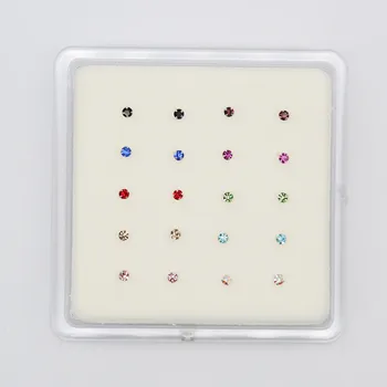 2.0 mm Cristal gheara set de știfturi nas S925 argint body piercing bijuterii amesteca culorile 20 buc
