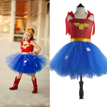 Fata Superman Wonder Woman Costum De Halloween Rochie Fancy Super Petrecere Copii Cosplay, Costume De Super-Erou Costume Pentru Copii Fete