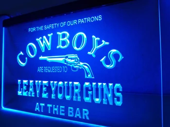 LB783 - Cowboy Lăsați Armele Bara Bere LED-uri Lumina de Neon Semn decor acasă meserii