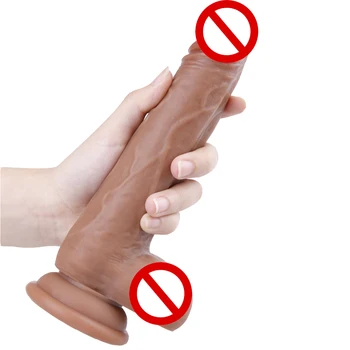 21*4cm Piele-Sentiment Real de Lichid de Silicon Vibrator Realist Pentru Femei jucării Sexuale Simulare Penisul Negri Penis Adult produs