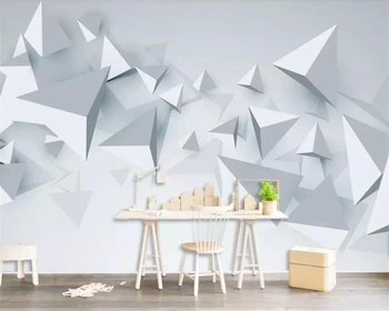 Beibehang tapet Personalizat murale 3D stereo albe abstracte geometrice triunghi living TV de fundal tapet de perete decor acasă
