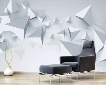 Beibehang tapet Personalizat murale 3D stereo albe abstracte geometrice triunghi living TV de fundal tapet de perete decor acasă